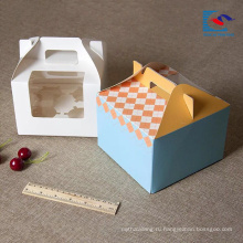 Маленькие милые подгонянные дизайн художественная бумага коробка торта с ручкой окна